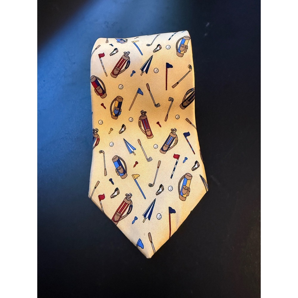 Save the Children Mens 100% Silk Tie Golf Motif C USA